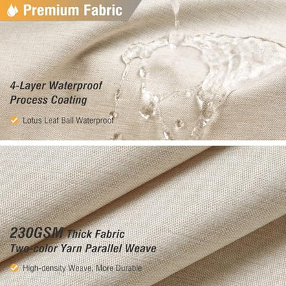 72x80 Linen Textured Waterproof Fabric Shower Curtain Set, Beige/Cream | Long Size, 230GSM Polyester, Heavy Duty Cloth, Weighted Hem, 12 Plastic Hooks, Modern Luxury Hotel Style, Machine Washable - color: A - Cream, size: 72"W x 80"L (Pack of 1)