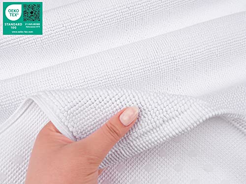 American Soft Linen Bath Rug, 20 in 34 in 100% Cotton Bath Mats Rugs for Bathroom, Slip Reducer Washable Shaggy Form Area Rugs, White Bath Rug - color: Bright White, style: 20x34" Cotton Bath Mat