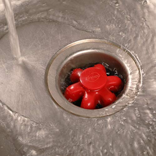 Danco 10761A Disposal Genie II Garbage Disposal Strainer and Stopper, Kitchen Sink Drain Splash Guard with Food Scraper, Red, 1-Pack - color: Red