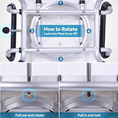 Swivel Shower Chair with Removable Back and Arms, Adjustable Height | 400 lbs Shower Chair for Elderly and Disabled, 360° Rotating with Locking Seat, Non-Slip Bath Seat for Inside Shower, Tub - color: Light Blue