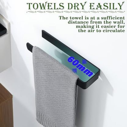 Alise Hand Towel Holder Self Adhesive Towel Bar for Bathroom,Matte Black | Towel Hanger for Bathroom,SUS304 Stainless Steel Towel Rack for Kitchen Under Sink Cabinet Wash Basin Side,No Drilling - color: Matte Black