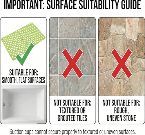 Nonslip Bathtub Mat Extra Soft TPE Bath Mat for Kids, Machine Washable Bathroom Shower Mat, Smooth/Non-Textured Tubs Only, 30L x 17W Inch (Green) - color: Green, size: 30" x 17" (Rectangular)