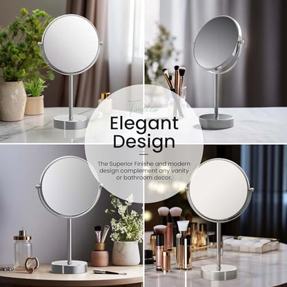 Free Standing Magnifying Makeup Mirror | Dual-Sided 1X/5X Magnification | 360° Rotating Vanity Mirror for Precise Grooming, Skincare & Beauty (Matte Black, KMM103) - color: Matte Black