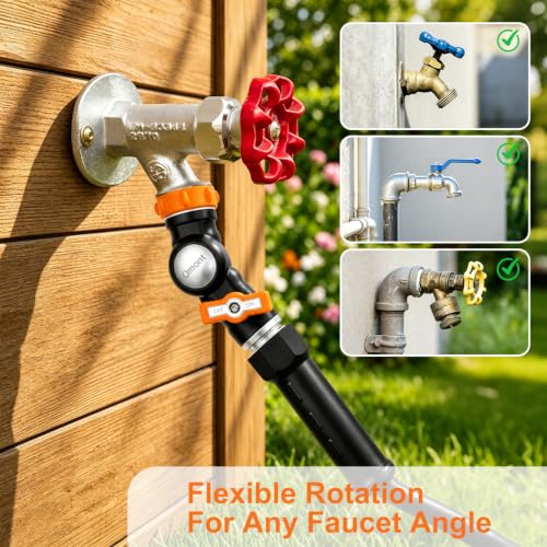 Omont Swivels 180° To 360° Garden Hose Connector Faucet Extender Metal Adjustable Water Hose Adapter Universal Water Hose Connector Fittings