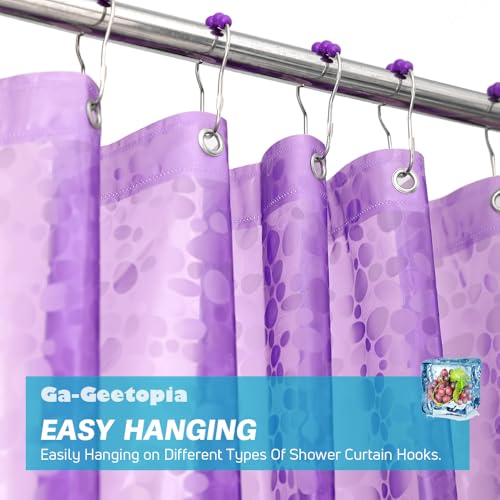 Ga-Geetopia EVA Purple Thin Shower Curtain Liner, Pebble Pattern 72x72 Inch Lightweight Plastic Bathroom Shower Showroom Inner Curtain with Rustproof Metal Grommets and Weighted Magnets(No Hooks) - color: Purple, size: 72"W x 72"L (Pack of 1)