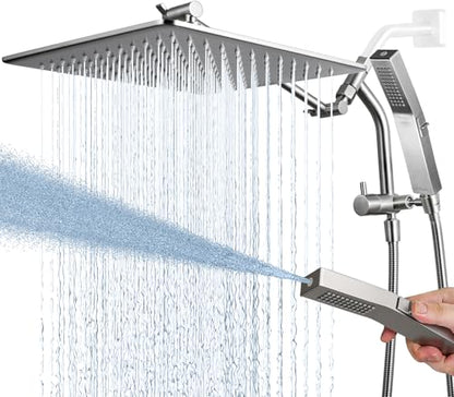 G-Promise 12 Inch All Metal Rain Shower Head with Handheld (Brushed Nickel) | Full Body Coverage, Pause Mode Diverter, Power Wash Mode Handheld, Suits Every Height, Easy to Install, Modern Bath Upgrade - color: Brushed Nickel, size: 12 Inches