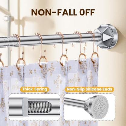 TITGIPE Shower Curtain Rod 32-80 Inches, No Drill Shower Rod Tension, Never Rust Anti-Slip Adjustable Shower Curtain Rod for Bathroom Window, Never Collapse, Easy to Use, Silver - color: Silver, size: 32-80 inches