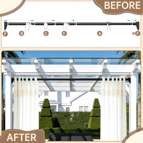 Tension Curtain Rods, Adjustable, Rust-Proof, No Drilling Shower Curtain Rod for Window, Living Room, Bathroom, Outdoor, Patio, Renter Friendly Adjustable Heavy Duty Curtain Rods (Black, 41-139'') - color: Black, 41-139''