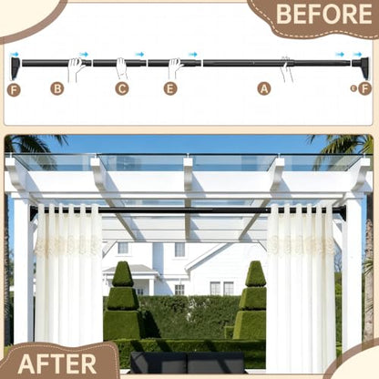 Tension Curtain Rods, Adjustable, Rust-Proof, No Drilling Shower Curtain Rod for Window, Living Room, Bathroom, Outdoor, Patio, Renter Friendly Adjustable Heavy Duty Curtain Rods (Black, 41-139'') - color: Black, 41-139''