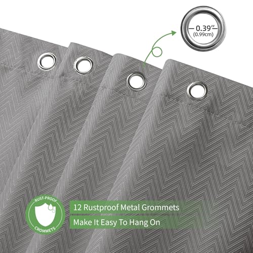 eachope Waterproof Fabric Shower Curtain,No Liner Needed,TPU Laminated Polyester Shower Curtain,Chevron Striped Design with Weighted Magnets and Metal Grommets,72Wx72H,Gray - color: Grey, size: 72"W x 72"L (Pack of 1)