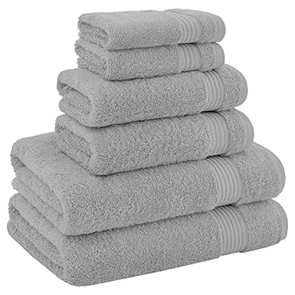 American Veteran Towel, 100% Cotton Turkish 6 Piece Towel Set, Luxury Towels Set of 6 for Bathroom Essentials, 2 Bath Towel 2 Hand Towel 2 Washcloth, Light Grey - color: Light Grey, size: XL 6PC