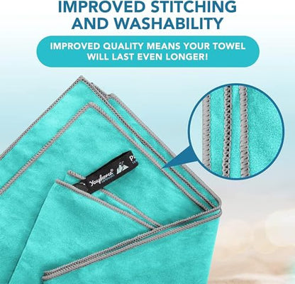 Youphoria Microfiber Travel Towel Fast Drying Lightweight - Quick Dry Towel for Camping, Beach, Backpacking, Hiking & Sport - color: Mint/Gray, style: 20" x 40" (Small)