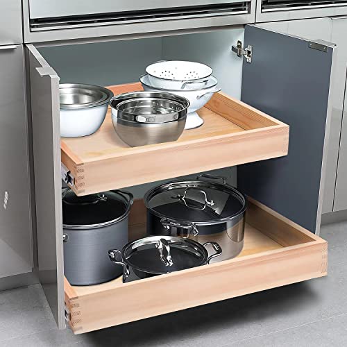 20”W x 21”D x 3”H Soft Close Slide Out Wood Drawer Organizer for Kitchen, (Cabinet Width>20.5 inches for Bottom Assembly, Width= 20 inches for Side Assembly) - size: 20”W x 21”D