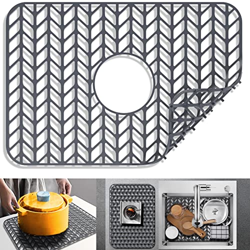 Sink Protectors for Kitchen Sink 12" 13" 16" 18" 19" 24" 26" 28" 29" 30" Silicone Sink mat| Silicone Kitchen Sink Mat Grid for Bottom of Farmhouse Stainless Steel(18.2"x 12.5"Gray) | Various sizes and styles,Protector for sinks and dish,Withstand to 500F,