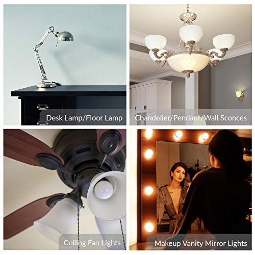 Simba Lighting Small Globe G16.5 40W E12 Frosted Glass 120V, 2700K, 10 Pack | Round Bulb, Candelabra Base, for Chandelier, Ceiling Fan Light, Decorative Vanity Lights, Wall Sconce, Warm White Dimmable