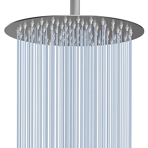 Voolan Rain Shower Head, High Flow Large Rainfall Showerhead Made of All Metal Stainless Steel, Waterfall Body Covering, Universal Wall and Ceiling Mount (Brushed Nickel) - color: Brushed Nickel, size: 12 Inch