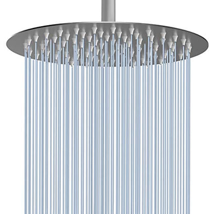 Voolan Rain Shower Head, High Flow Large Rainfall Showerhead Made of All Metal Stainless Steel, Waterfall Body Covering, Universal Wall and Ceiling Mount (Brushed Nickel) - color: Brushed Nickel, size: 12 Inch
