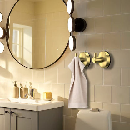 DGYB Suction Cup Hooks - Gold Towel Hooks for Bathrooms - SUS 304 Stainless Steel - 15 Lb Capacity - color: Brushed Gold