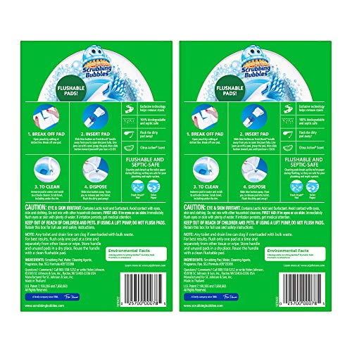 Scrubbing Bubbles Flushable Toilet Bowl Wand Cleaner Refills, Fresh Brush Cleaner Toilet Refill Pads, Removes Limescale & Odors, Citrus Scent,20 Count (Pack of 4) - size: 20 Count (Pack of 4), style: Refill