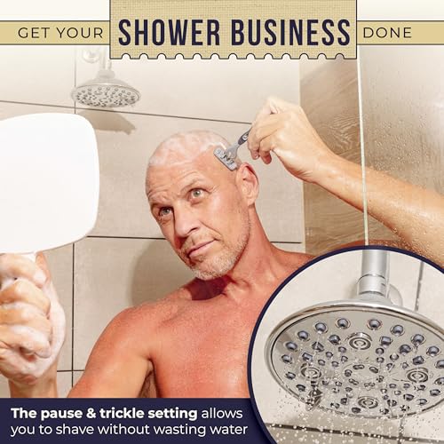 6-Inch Chrome Shower Head with 6 Settings, High Pressure Showerhead for Low Flow, Enjoy a Relaxing High Pressure Shower, Perfect Replacement for Any Bathroom - Winthorpe Scotch Mist