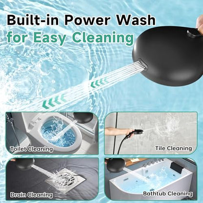 BRIGHT SHOWERS High Pressure Shower Head with Handheld, 9 Spray Settings Showerhead Built in Power Wash to Clean Tub and Pets, Extra Long 69" Hose, Adjustable Bracket, Matte Black - color: Matte Black, style: 2.5 GPM | 9 Modes