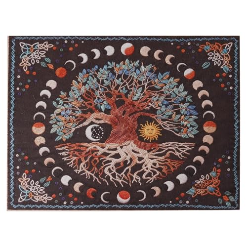 Dish Drying Mat Absorbent Coffee Mat Rubber Backed Soft Silicone Kitchen Drying Mat for Kitchen Bathroom Coffee Bar (Moon Phase Tree, 12 x 16 Inches) - color: Moon Phase Tree, size: 16" x 12"