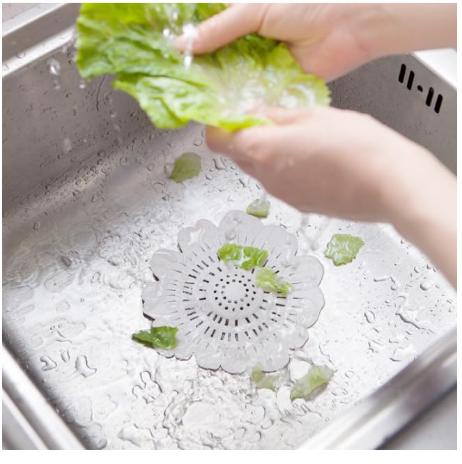 4 PCS Flower Shape Hair Catcher Silicone Hair Stopper Shower Drain Covers with Suction Cup Mesh for Bathroom Bath Tub Bathtub Kitchen Sink Laundry Kitchen Drains