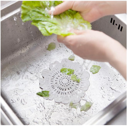 4 PCS Flower Shape Hair Catcher Silicone Hair Stopper Shower Drain Covers with Suction Cup Mesh for Bathroom Bath Tub Bathtub Kitchen Sink Laundry Kitchen Drains