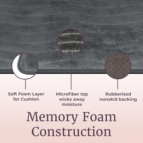 Lavish Home Bedford Home 2 Piece Memory Foam Bath Mat Set - Platinum,32 x 20 x .625 - color: Platinum