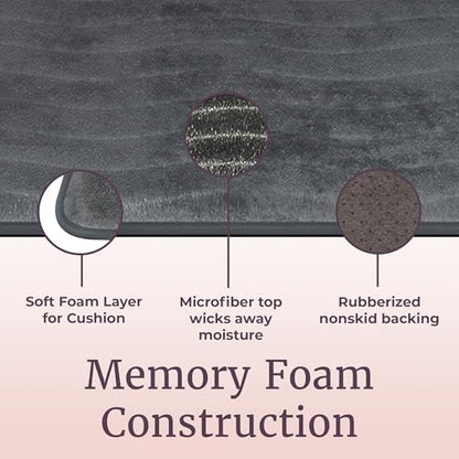 Lavish Home Bedford Home 2 Piece Memory Foam Bath Mat Set - Platinum,32 x 20 x .625 - color: Platinum