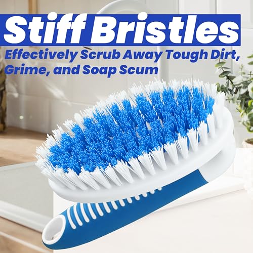 2 Pack Scrub Brushes with Stiff Bristles | Scrubbing Brush for Carpet, Shower, Bathtub, Kitchen, Pool Tile, Bathroom Scrubber - size: Small