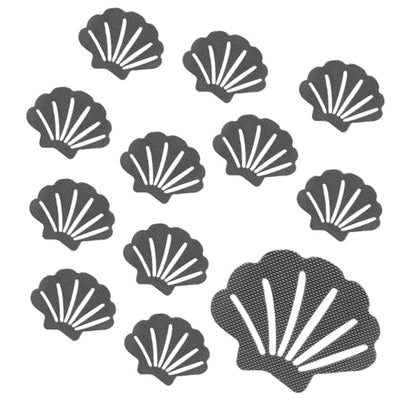 12Pcs Grey Bathtub Stickers Non Slip | Shell Shaped, Safety Shower Treads, Adhesive, For Bathroom Bathtub & Shower Floor - color: Grey