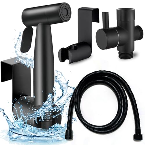 Handheld Bidet Sprayer for Toilet, Brass Leak Free T-Valve & Adjustable Jet Spray, Feminine Hygiene, Baby Diaper Sprayer with Superior Complete Accessories