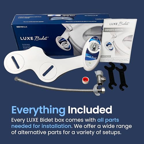 LUXE Bidet NEO 110 - Non-Electric Bidet Attachment for Toilet Seat, Blue | Single Nozzle, Adjustable Water Pressure, Rear Wash - color: Blue