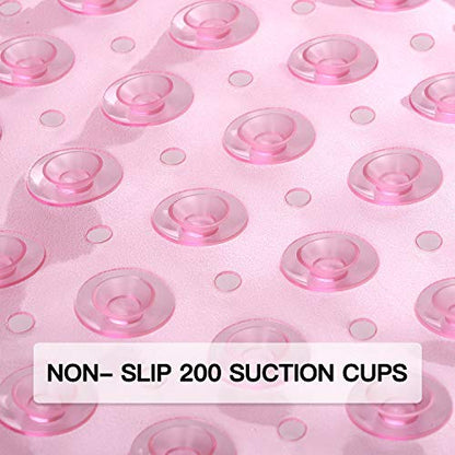 YINENN Bath and Shower Safety Mats 40x16 inch, Non Slip with Suction Cups for Bathroom Stall and Tub Floor, Extra Large and Machine Washable, Drain Holes Keep Bathtub Clean, Light Pink - color: Light Pink