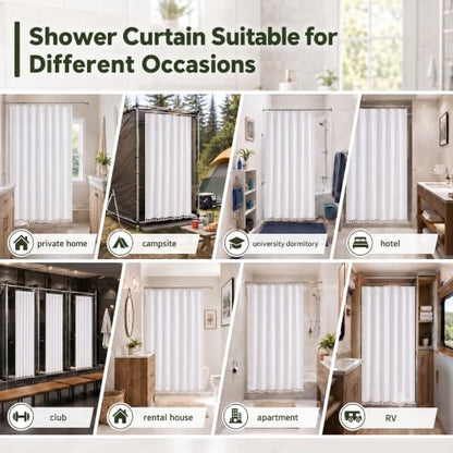 Siiluminisoy 78 Inch Shower Curtain White Shower Curtain Fabric 72x78 Shower Curtains Cloth Textured Tufted Chevron Elegant Shower Curtains Waterproof for Bathroom - color: A White, size: 72"W x 78"L (Pack of 1)