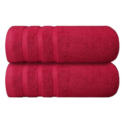 Infinitee Xclusives 100% Ring-Spun Cotton Bath Towels for Bathroom - Pack 2 | Luxury Super Soft, Absorbent & Quick-Drying |27x54 inches| Large Bathroom Towels Set |600 GSM| Gym, Shower, Spa & Hotel Use - color: Burgundy