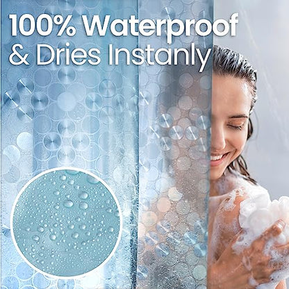 LiBa Shower Curtain PEVA 8G, 72x72 Inch Aqua Circle with Magnets | 8G heavy-duty PEVA, 3D pattern, 3 weighted magnets, rust-proof grommets, waterproof vinyl shower curtain - color: 8g Peva - Aqua Circle Pattern, size: 72"W x 72"L (Pack of 1)
