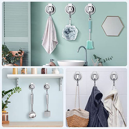 Heavy Duty Vacuum Suction Cup Hooks (2Pack) Specialized for Kitchen&Bathroom&Restroom Organization, by iRomic - color: Silver