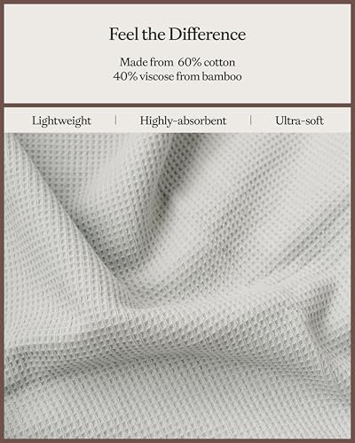 Cozy Earth Waffle Washcloths, Mini Textured Waffle Weave Pattern | 60% Cotton 40% Viscose from Bamboo Washcloths 13 x 13 Inches, Soft and Absorbent Terry, 4 Pack - color: Light Grey, size: Washcloth