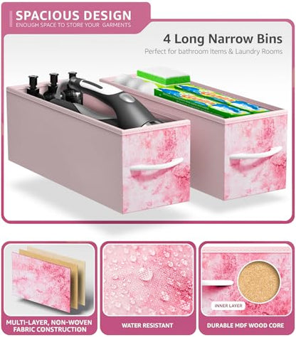 Sorbus Kids Narrow Dresser with 4 Drawers - Vertical Slim Storage Chest of Drawers with Steel Frame, Wood Top & Easy Pull Fabric Bins for Small Spaces, Closets, Bedroom, Bathroom & Laundry - color: Tie-dye Pink, style: 4 Drawer