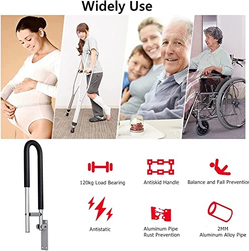 2pcs 23.6 inch Foldable Handicap Grab Bars with Anti Slip Rubber Grip, Toilet Safety Hand Rails for Elderly Seniors Disabled, Shower Bathroom Accessories…