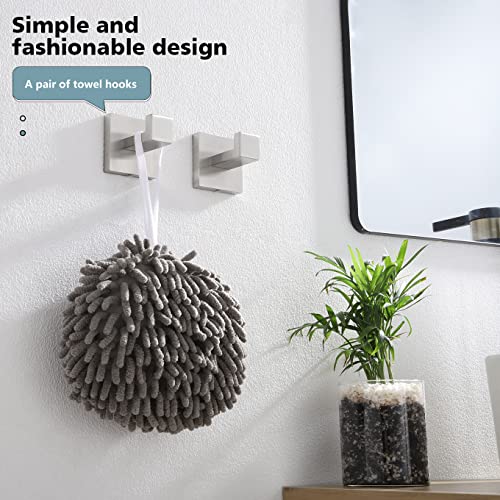 KOKOSIRI Bath Towel Hook Wall Mount Square Robe Hook Coat Hook, Bathroom Kitchen Garage Heavy Duty Wall Mounted, SUS 304 Stainless Steel, Brushed Nickel, B1010BR-P2 - color: Brushed Nickel, size: 2 Pack