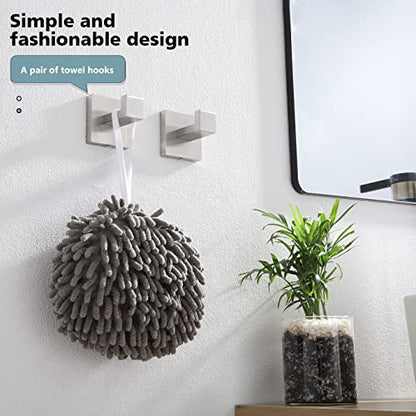 KOKOSIRI Bath Towel Hook Wall Mount Square Robe Hook Coat Hook, Bathroom Kitchen Garage Heavy Duty Wall Mounted, SUS 304 Stainless Steel, Brushed Nickel, B1010BR-P2 - color: Brushed Nickel, size: 2 Pack