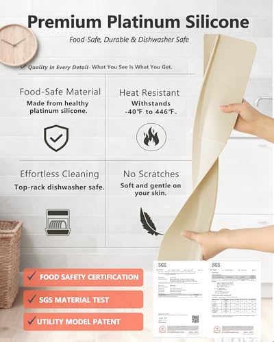 Kitchen Sink Splash Guard 30" 18" 23" Self-Draining Silicone Water Guard with High Splash Wall & Strong Suction Cups for Faucet, Countertop & Sink Edge, Keeps Sinks Dry, Dishwasher Safe,Cream - color: Cream, size: 30" x 3.5"