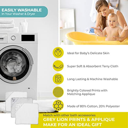 Spasilk Bath Hooded Towels & Washcloths Set for Babies, 2 Hooded Terry Bath Towels & 2 Washcloths, Grey Lion - color: Gray Lion