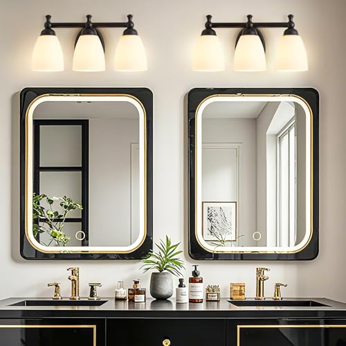 EJIAXIN Vanity Lights for Bathroom, 3-Light Modern Vanity Light Over Mirror Black Bathroom Light Fixture Bedroom Wall Sconces Lighting for Living Room Cabinet - color: Flat Black