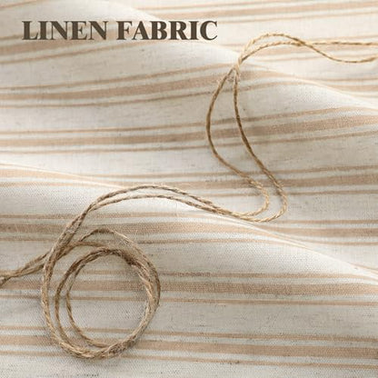 Farmhouse Shower Curtain Ruffle Linen Cream-Beige Stripe 72"W x 84"L | Farmhouse Boho, Striped, Bottom Ruffle, Linen Fabric, Rustic, Country, Natural Look, Washable, for Bathroom Bathtub - color: Cream-beige Stripe, size: 72"W x 84"L