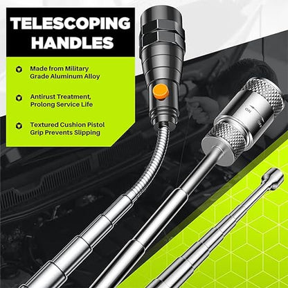 Telescoping Magnetic Pickup Tool Set, Inspection Mirror Telescoping, LED Flashlight, Cool Gadgets for Men, Stocking Stuffers, Gifts for Dad, Husband, Kids, Boyfriend, Magnet Stick (Camo) - color: Camouflage