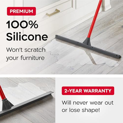Tyroler Floor Squeegee Heavy Duty 24" | Floor Squeegee for Concrete Floors | | Heavy Duty Squeegee for Floor | 55" 4 Part Handle Squeegee Broom for Deck, Patio, Tiles, Marble, Garage, Shower, Window